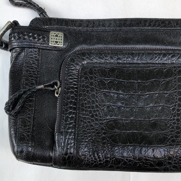 𝅺Brighton black leather square classic shoulder bag. - Picture 2 of 12